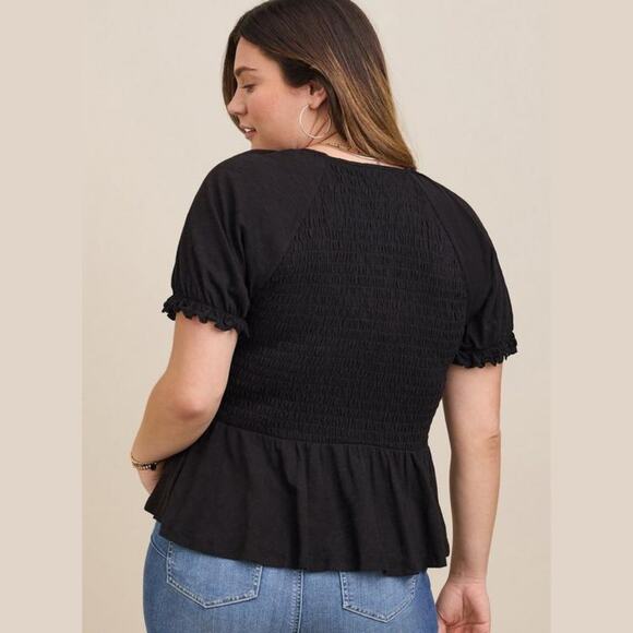 Torrid Cotton Modal Slub Smocked Babydoll Top 1X NWT - Picture 2 of 7